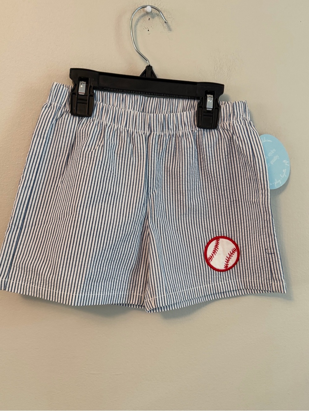 Little English Boys Seersucker Baseball Patch Shorts
